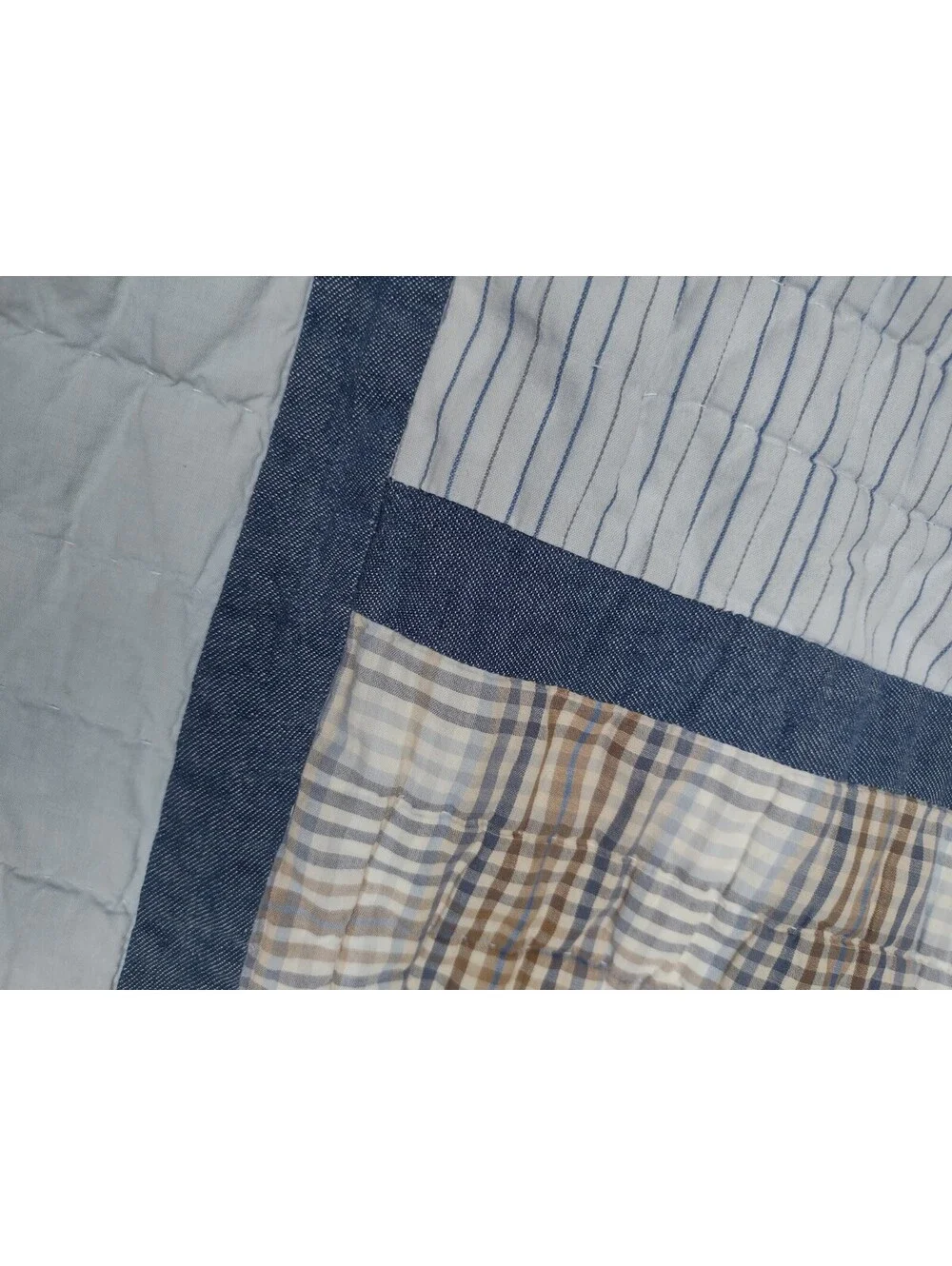 Woolrich Full Queen Quilt Blue Patchwork Plaid Reversible Cotton Farmhouse